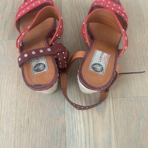 Lanvin Red Espadrilles with Polka Dots